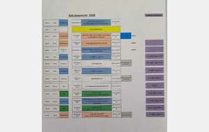Programme d'Entrainements début 2026